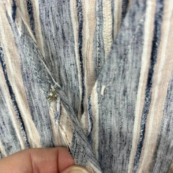 2/$30 Susina Size Small Faux Wrap Sundress Dress Short Sleeve Cotton Striped - Picture 6 of 11